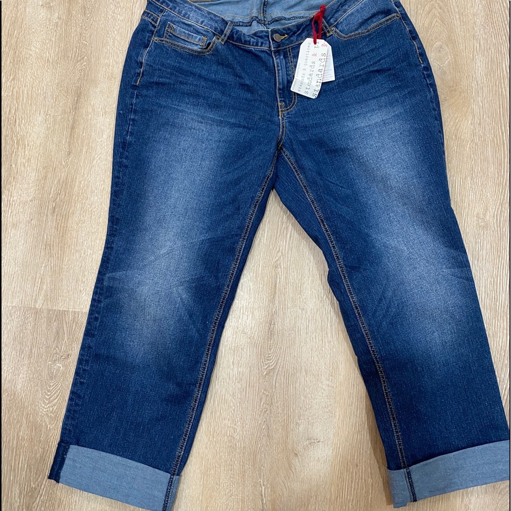 Brand New Jeans Standards & Practices women’s rolled hem Boyfriend jeans size 16